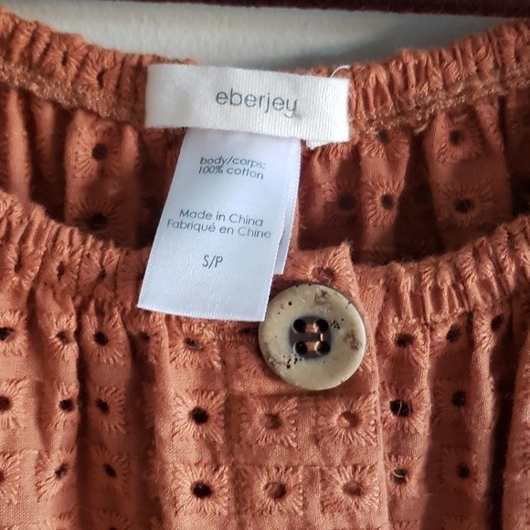 Revolve eberjey Portola Elise Eyelet Dress 100% Cotton Pecan Size Small - Picture 7 of 14